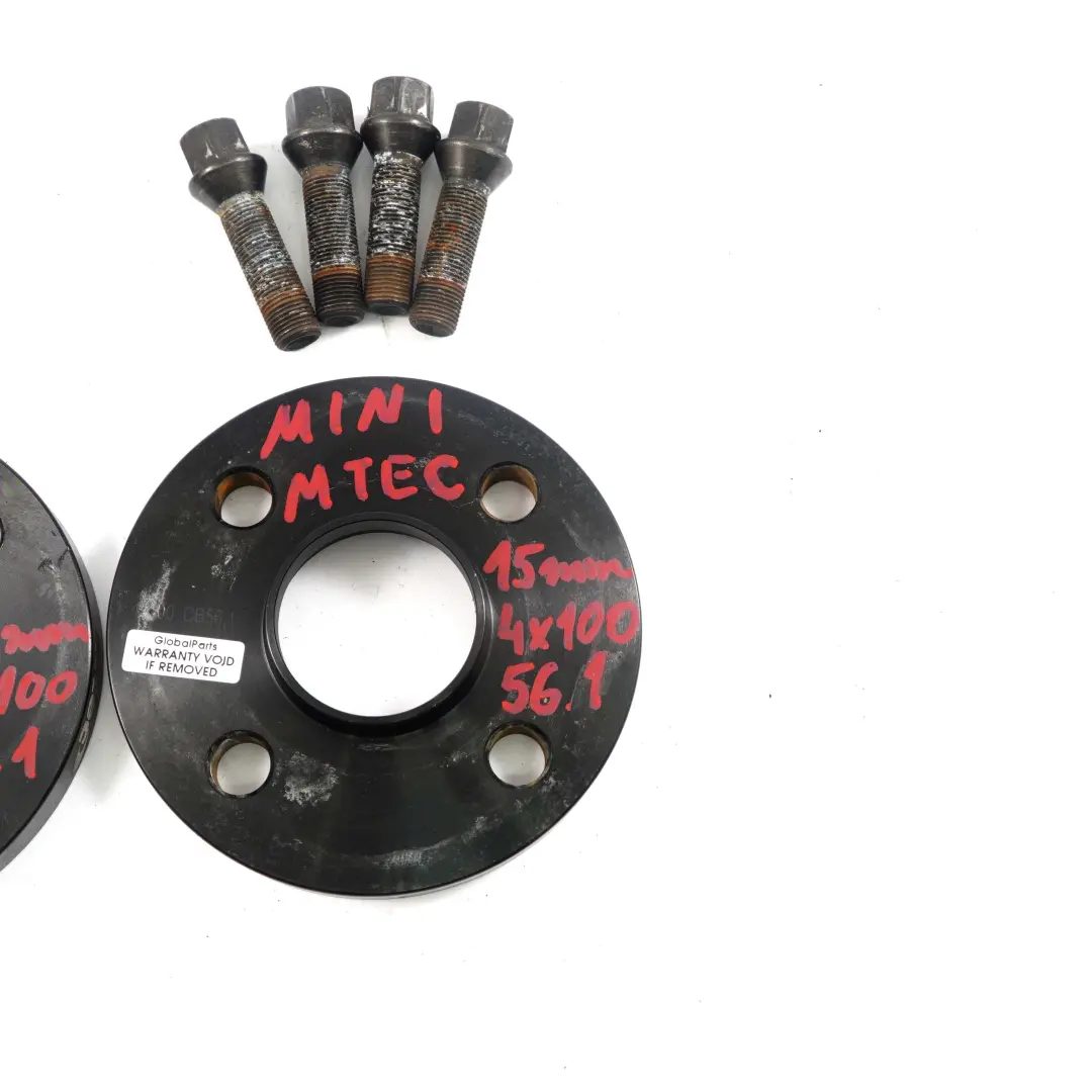  MTEC Alloy Wheel Spacers Hubcentric Shims Mini 4x100 56.1mm 15mm + Bolts - SKU MTEC Mini Spacer Set 4x100 - Part number Mini Spacer Set 4x100