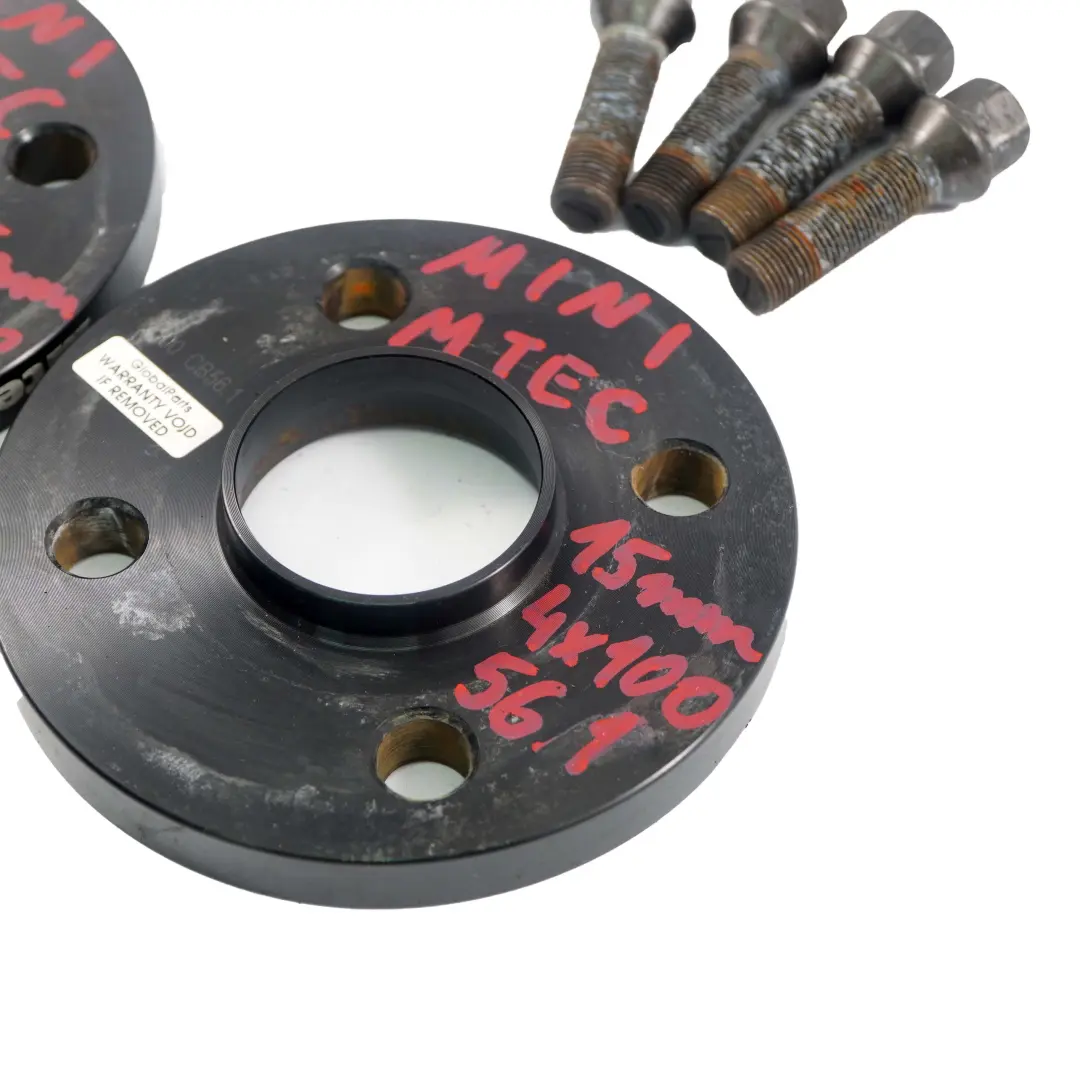 MTEC Alloy Wheel Spacers Hubcentric Shims Mini 4x100 56.1mm 15mm + Bolts to with Part number Mini Spacer Set 4x100 MTEC Alloy Wheel Spacers Hubcentric Shims Mini 4x100 56.1mm 15mm + Bolts - SKU MTEC Mini Spacer Set 4x100 - Part number Mini Spacer Set 4x100