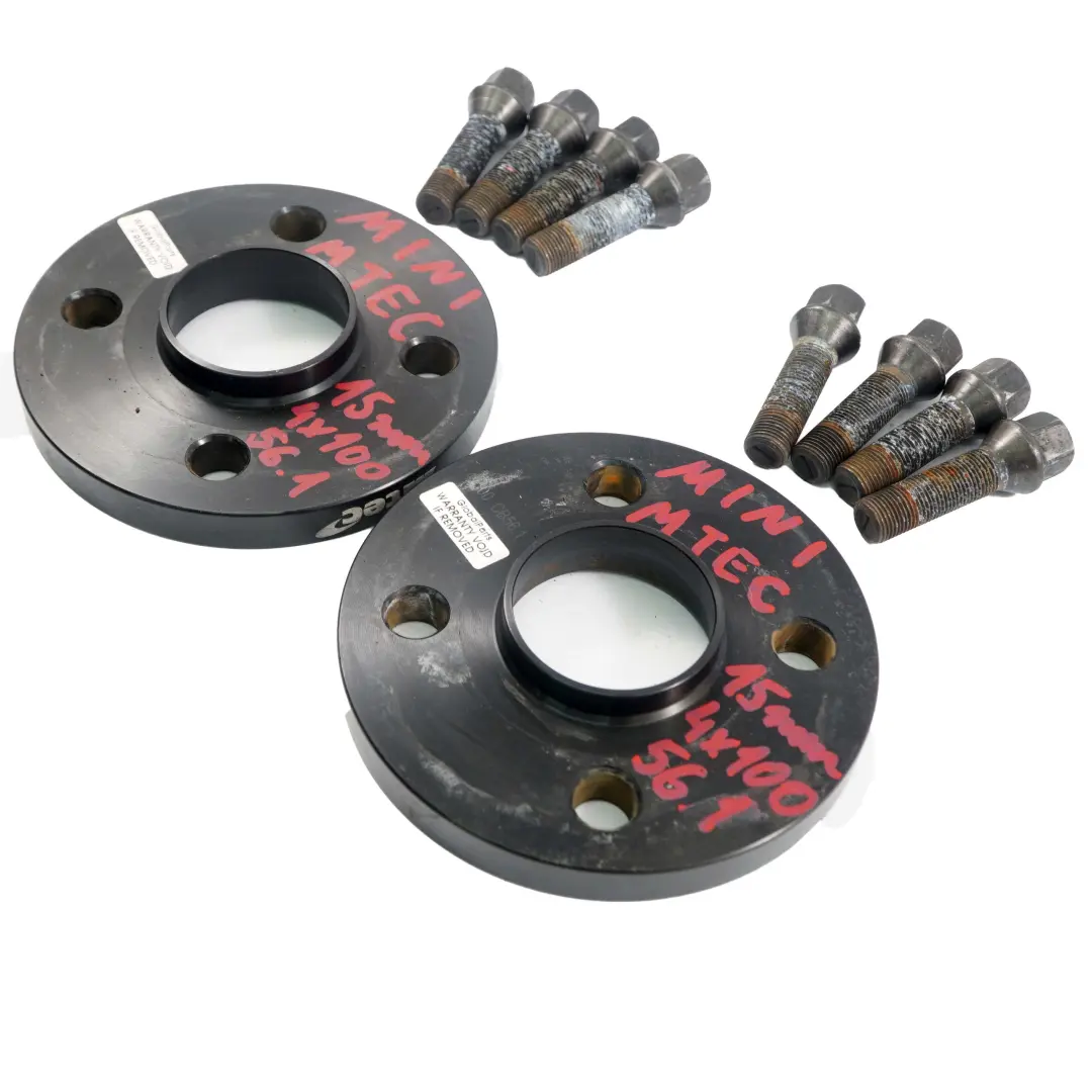  MTEC Alloy Wheel Spacers Hubcentric Shims Mini 4x100 56.1mm 15mm + Bolts - SKU MTEC Mini Spacer Set 4x100 - Part number Mini Spacer Set 4x100