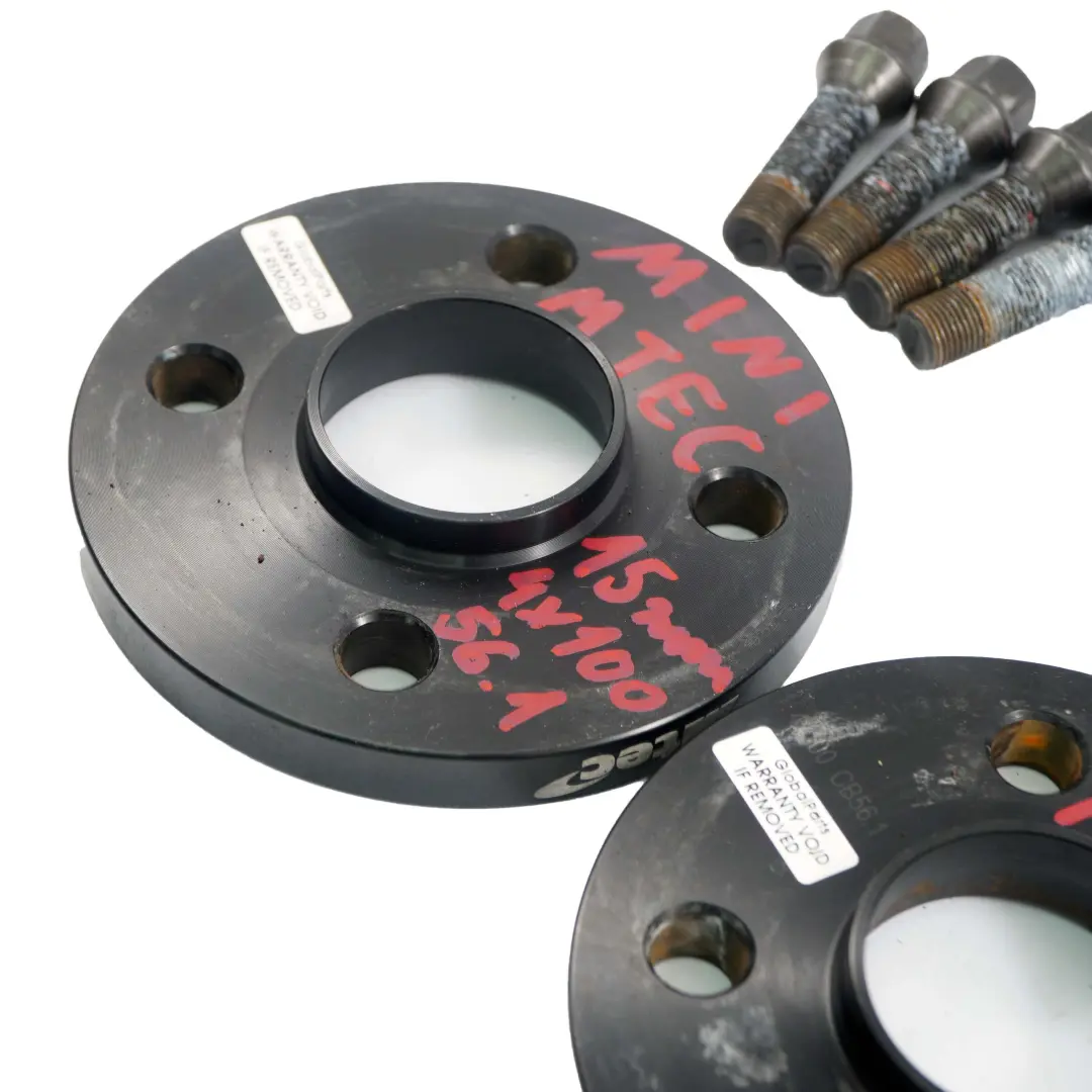  MTEC Alloy Wheel Spacers Hubcentric Shims Mini 4x100 56.1mm 15mm + Bolts - SKU MTEC Mini Spacer Set 4x100 - Part number Mini Spacer Set 4x100