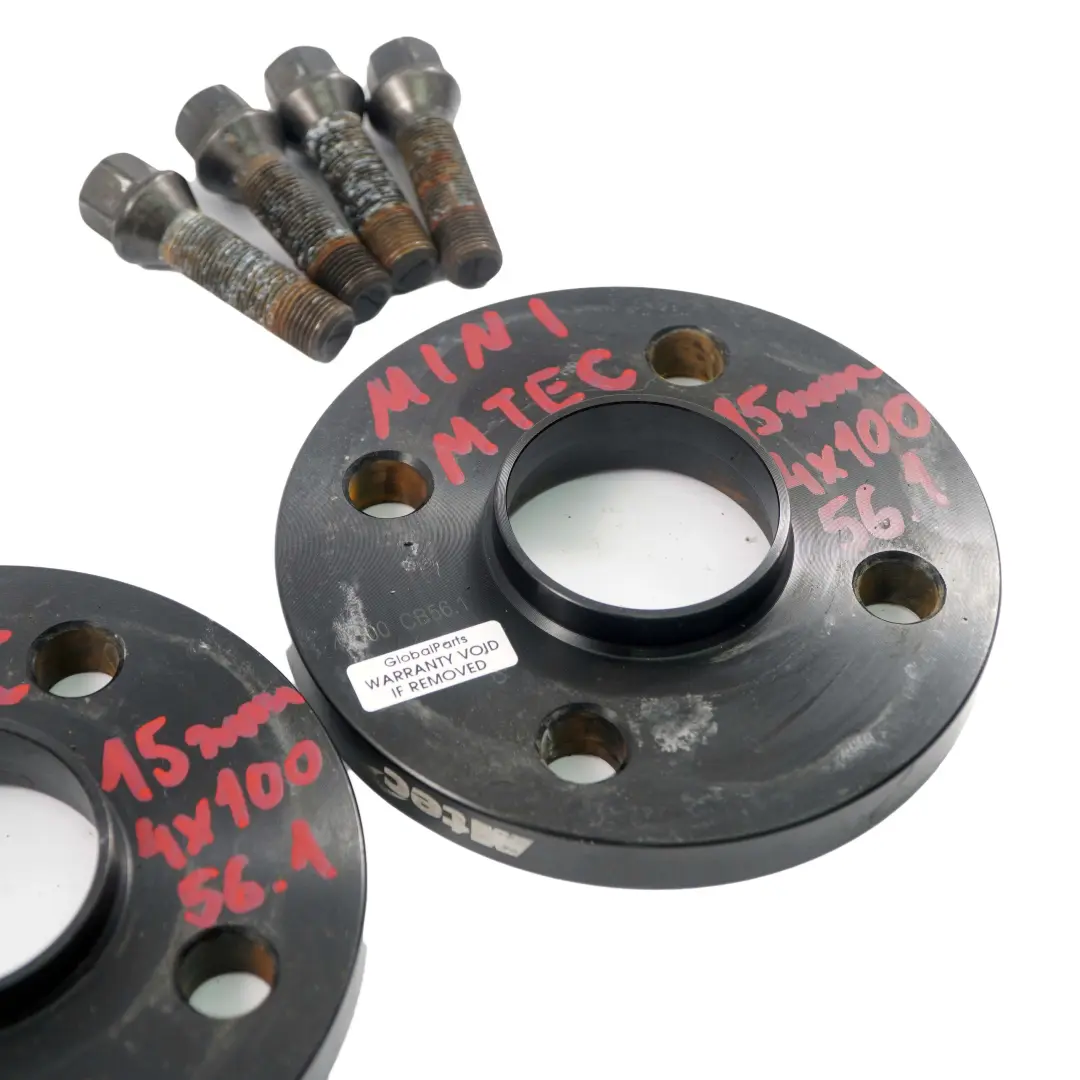  MTEC Alloy Wheel Spacers Hubcentric Shims Mini 4x100 56.1mm 15mm + Bolts - SKU MTEC Mini Spacer Set 4x100 - Part number Mini Spacer Set 4x100