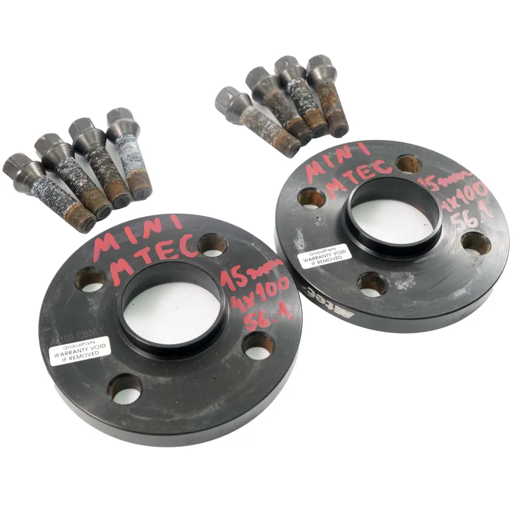  MTEC Alloy Wheel Spacers Hubcentric Shims Mini 4x100 56.1mm 15mm + Bolts - SKU MTEC Mini Spacer Set 4x100 - Part number Mini Spacer Set 4x100
