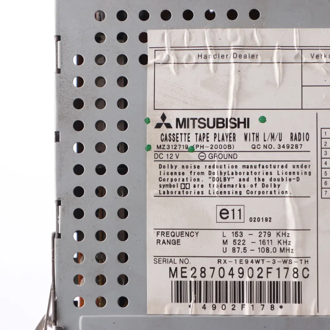 Cassette Player Radio Stereo Audio Tape Player to Mitsubishi Shogun Pajero with Part number MZ312719 Mitsubishi Shogun Pajero Cassette Player Radio Stereo Audio Tape Player - SKU MZ312719 - Part number MZ312719