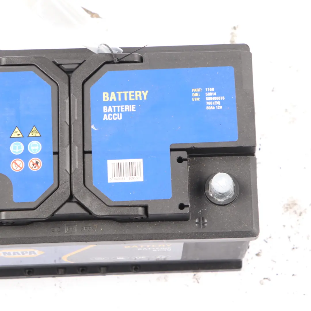 NAPA Accumulator Battery 80Ah 760A 12V 110N to with Part number NAPA 80Ah Accumulator NAPA Accumulator Battery 80Ah 760A 12V 110N - SKU NAPA 80Ah Accumulator-1 - Part number NAPA 80Ah Accumulator