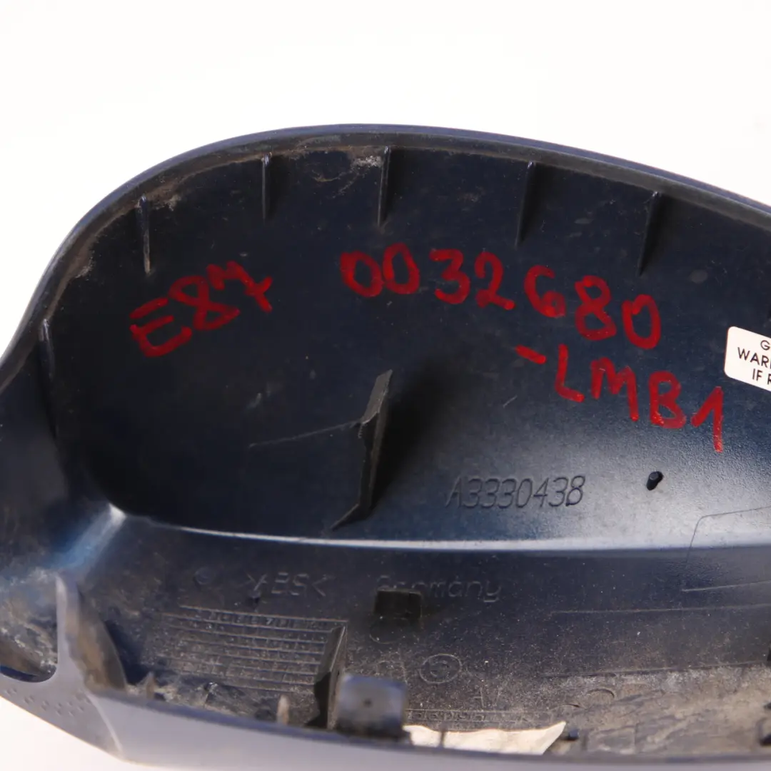 Wing Mirror Cover BMW E81 E87 Cap Right O/S Le Mans Blau Blue 381 to with Part number 0032680 Wing Mirror Cover BMW E81 E87 Cap Right O/S Le Mans Blau Blue 381 - SKU P0032680-LMB1 - Part number 0032680