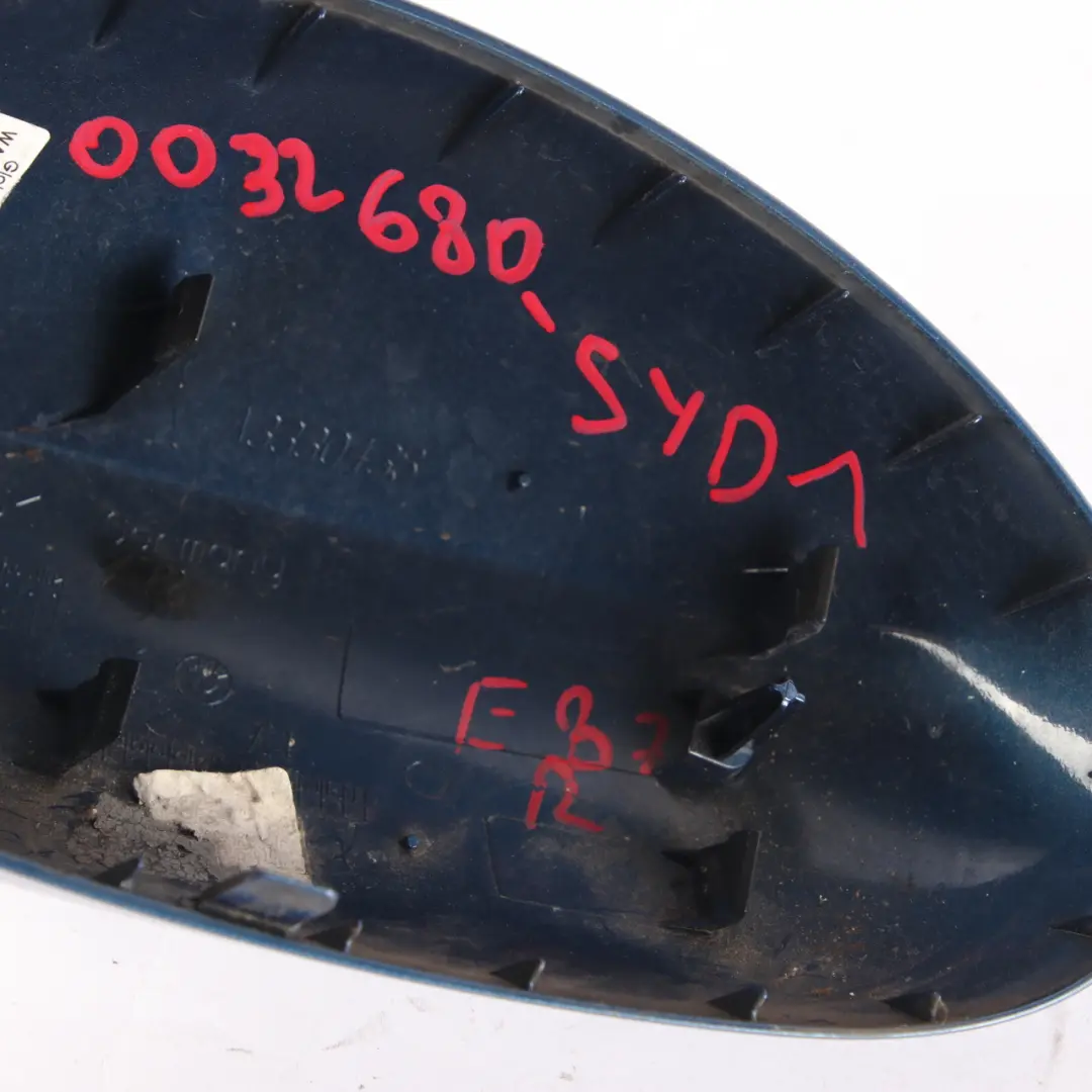 Wing Mirror BMW E81 E87 Cap Right O/S Sydneyblau Blue Metallic A19 to Cover with Part number 0032680 Cover Wing Mirror BMW E81 E87 Cap Right O/S Sydneyblau Blue Metallic A19 - SKU P0032680-SYD1 - Part number 0032680