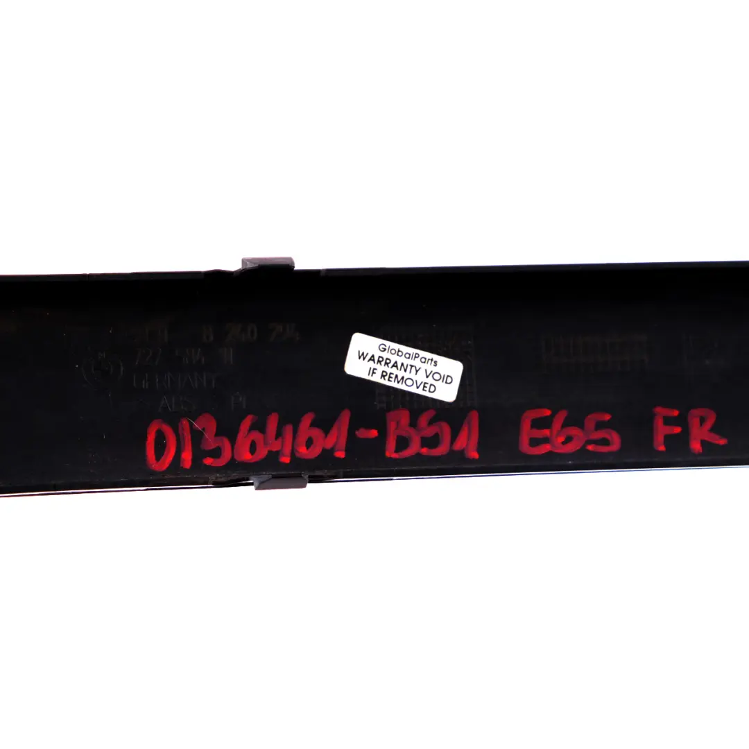 Bumper Guard Strip Front Right O/S Black Sapphire Metallic to BMW 7 Series E65 E66 with Part number 0136461 BMW 7 Series E65 E66 Bumper Guard Strip Front Right O/S Black Sapphire Metallic - SKU P0136461-BS1 - Part number 0136461
