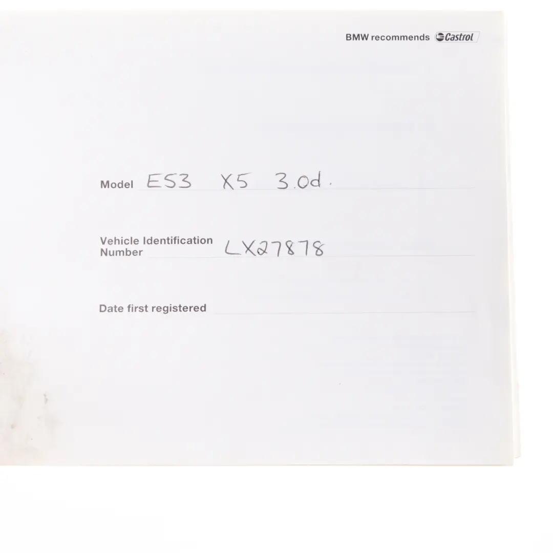 BMW X5 E53 Service Booklet Owner's Handbook Book Set Wallet Case - SKU P0159441 - Part number 0159441