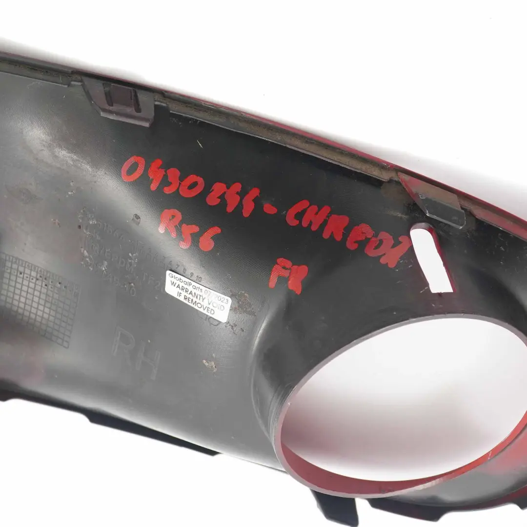 Front Bumper Trim Cover Right O/S 2751564 Chili Red to Mini Cooper S R55 R56 R57 with Part number 0430244 Mini Cooper S R55 R56 R57 Front Bumper Trim Cover Right O/S 2751564 Chili Red - SKU P0430244-CHRED2 - Part number 0430244