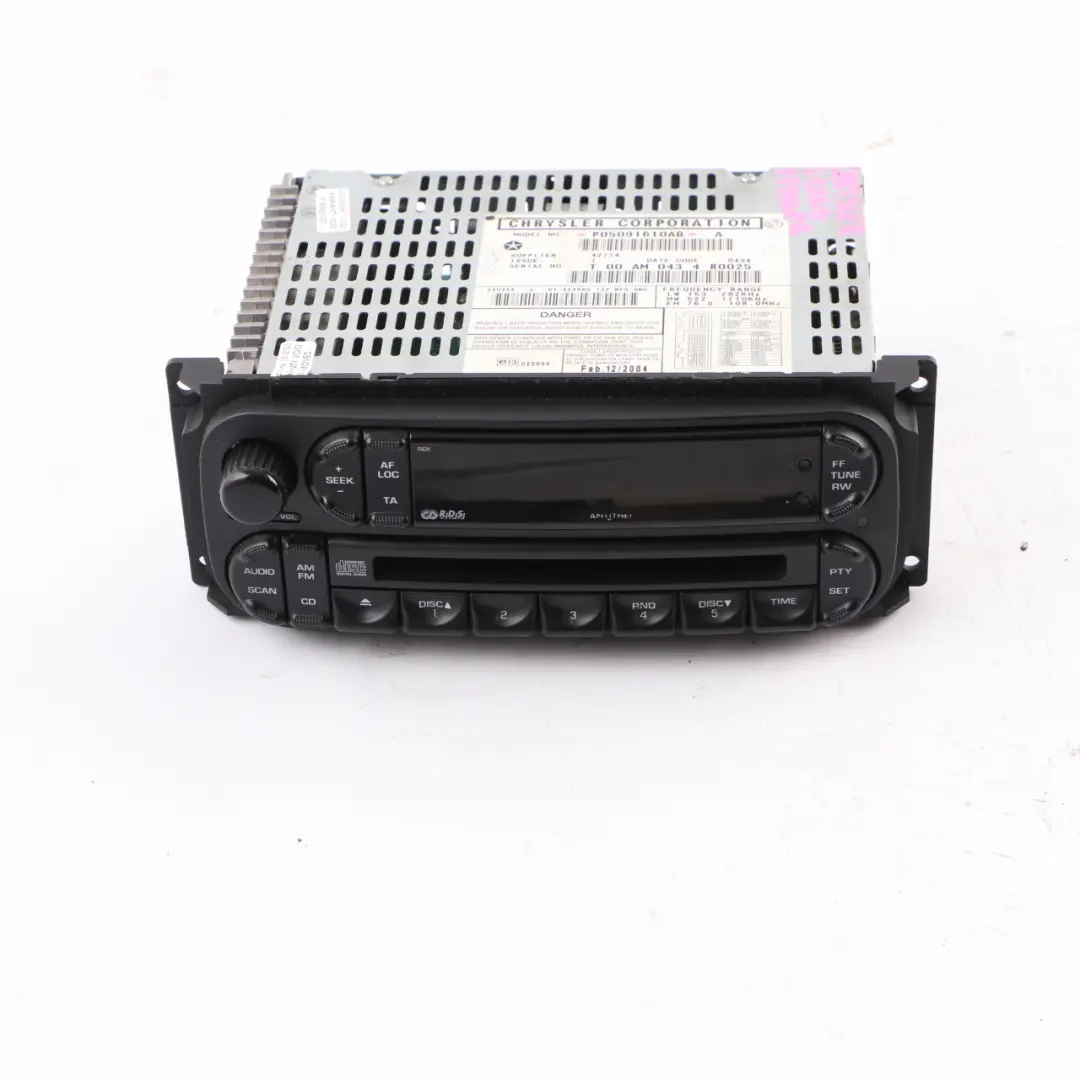Radio With 5-Disc CD Changer Control Module to Chrysler Grand Voyager with Part number P05091610AB Chrysler Grand Voyager Radio With 5-Disc CD Changer Control Module - SKU P05091610AB - Part number P05091610AB