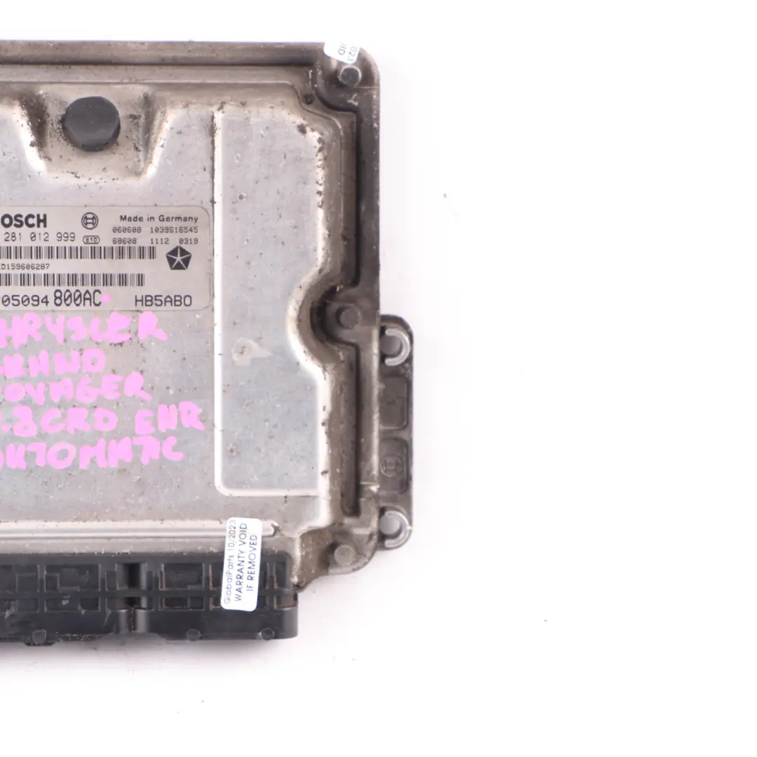 2.8CRD Diesel 163HP Engine Unit ECU Automatic to Chrysler Grand Voyager with Part number P05094800AC Chrysler Grand Voyager 2.8CRD Diesel 163HP Engine Unit ECU Automatic - SKU P05094800AC - Part number P05094800AC