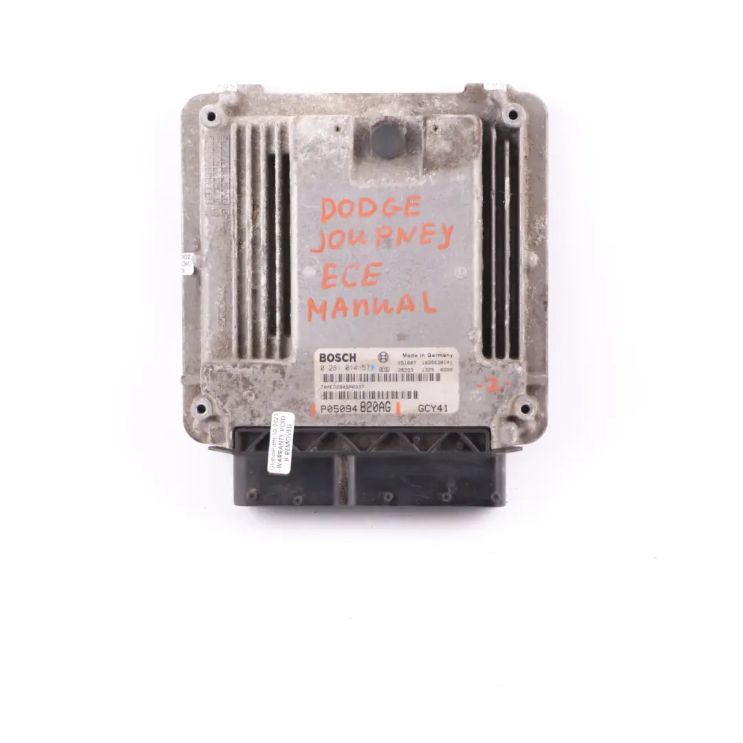 Dodge Journey ECE 2.0 CRD Diesel Engine Control Unit ECU Manual - SKU P05094820AG - Part number P05094820AG