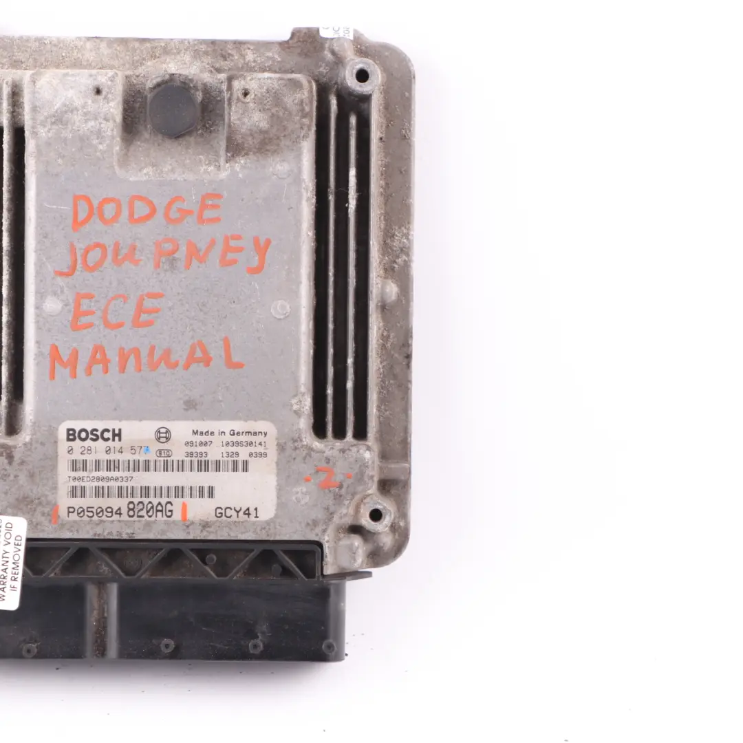 Dodge Journey ECE 2.0 CRD Diesel Engine Control Unit ECU Manual - SKU P05094820AG - Part number P05094820AG