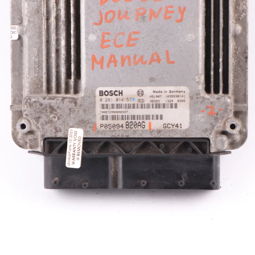 Dodge Journey ECE 2.0 CRD Diesel Engine Control Unit ECU Manual - SKU P05094820AG - Part number P05094820AG