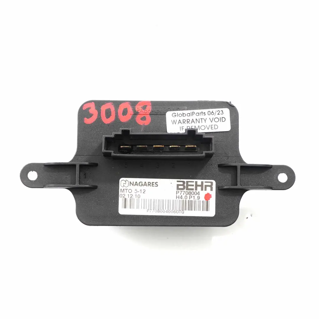 MK1 Motor Fan Heater Heating Blower Resistor Control Unit to Peugeot 3008 with Part number P7708004 Peugeot 3008 MK1 Motor Fan Heater Heating Blower Resistor Control Unit - SKU P7708004 - Part number P7708004
