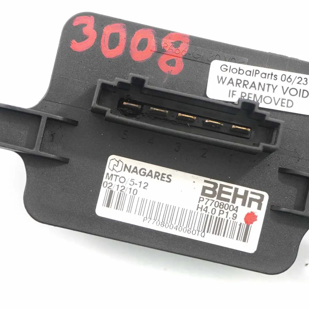 MK1 Motor Fan Heater Heating Blower Resistor Control Unit to Peugeot 3008 with Part number P7708004 Peugeot 3008 MK1 Motor Fan Heater Heating Blower Resistor Control Unit - SKU P7708004 - Part number P7708004