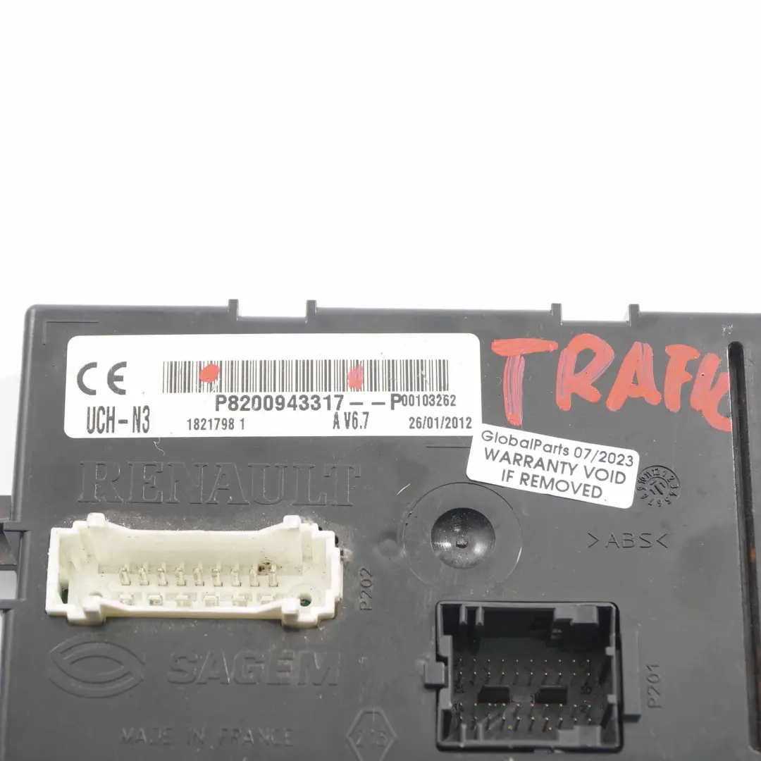 Unité de contrôle de la carrosserie BCM ECU pour Renault Trafic II à propos du numéro de pièce P8200943317 Renault Trafic II Unité de contrôle de la carrosserie BCM ECU - SKU P8200943317 - Numéro de pièce P8200943317