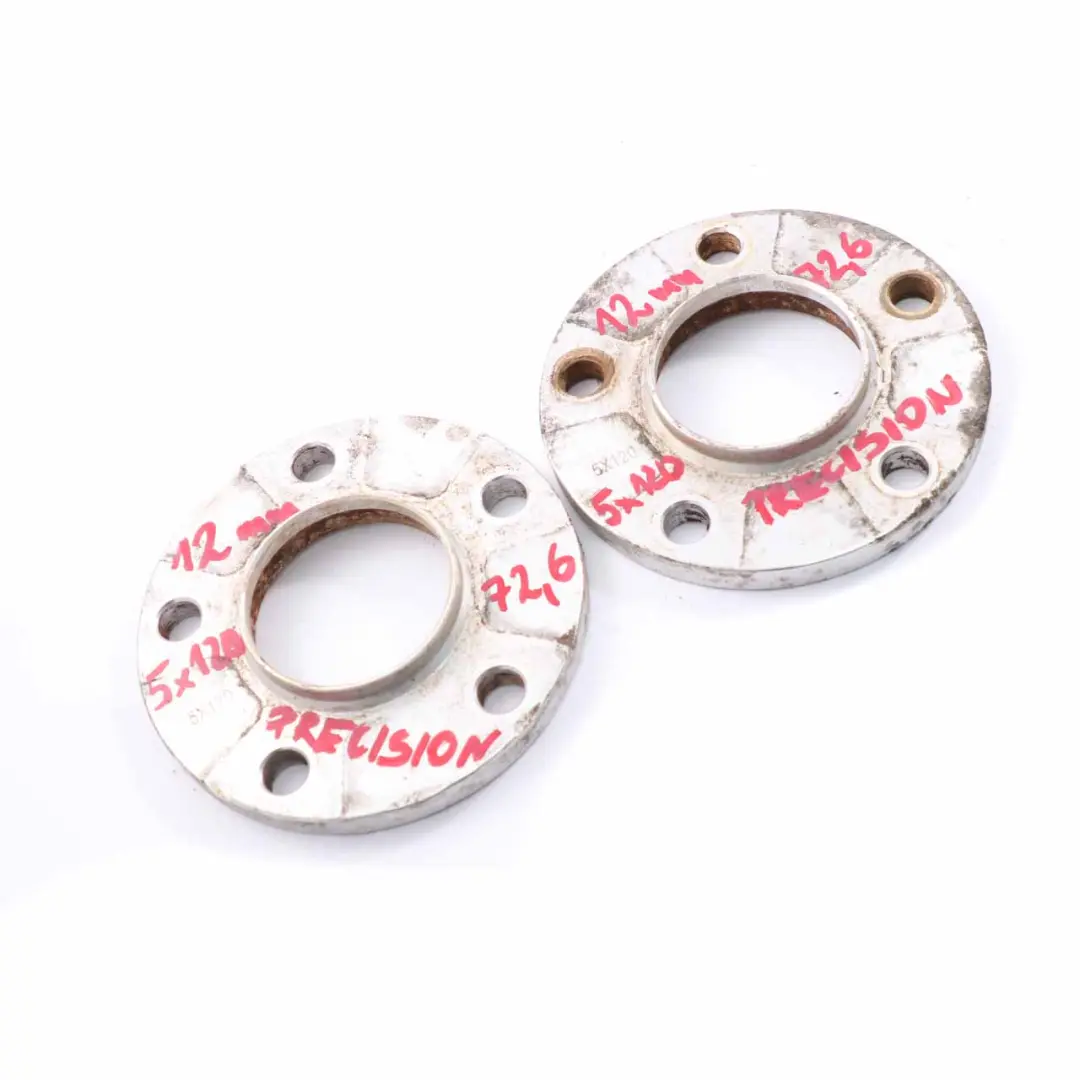  Alloy Wheel Spacers Hubcentric Shims Precision BMW 5x120 72.6mm 12mm - SKU Precision Spacer Set 5x120-1 - Part number BMW Spacer Set 5x120