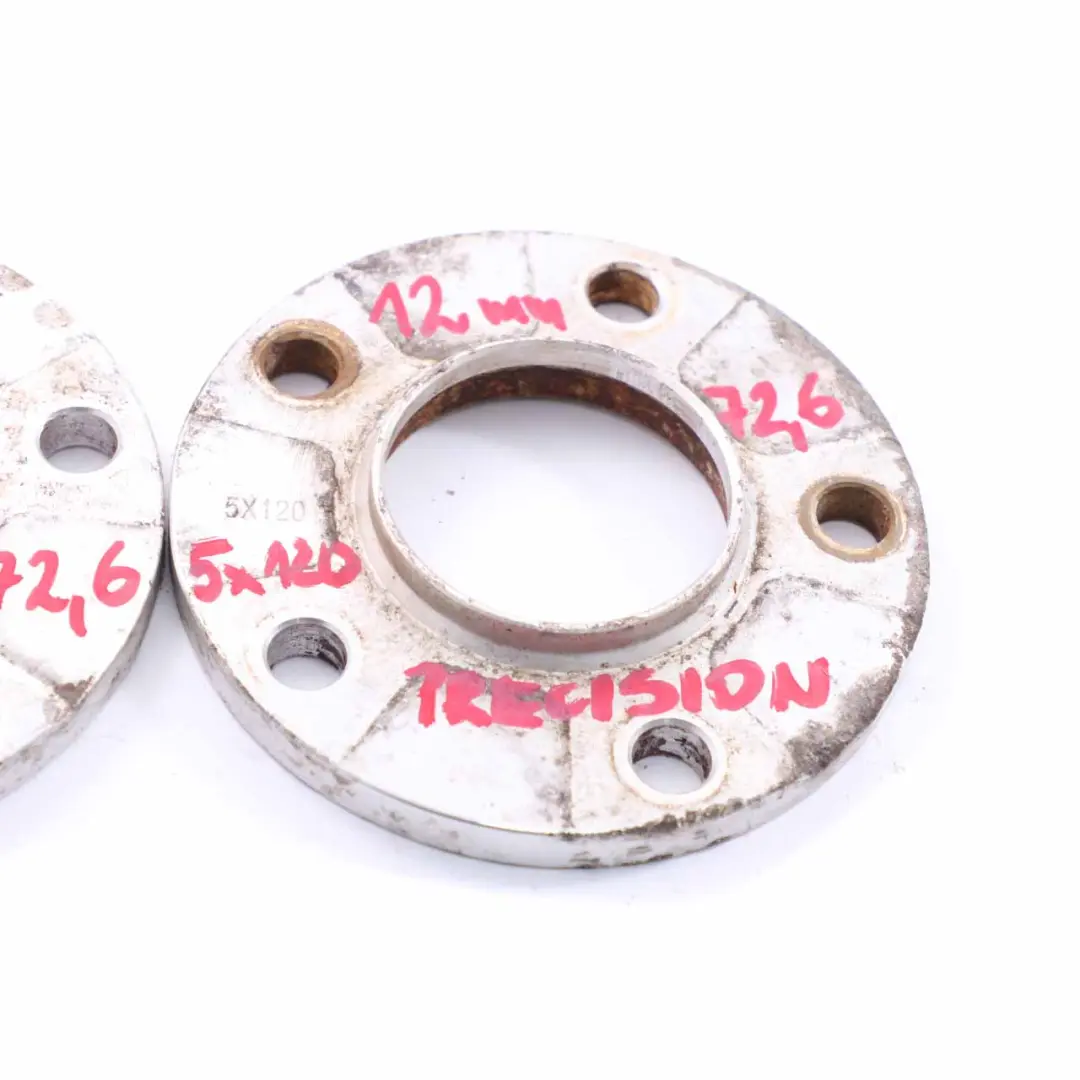  Alloy Wheel Spacers Hubcentric Shims Precision BMW 5x120 72.6mm 12mm - SKU Precision Spacer Set 5x120-1 - Part number BMW Spacer Set 5x120