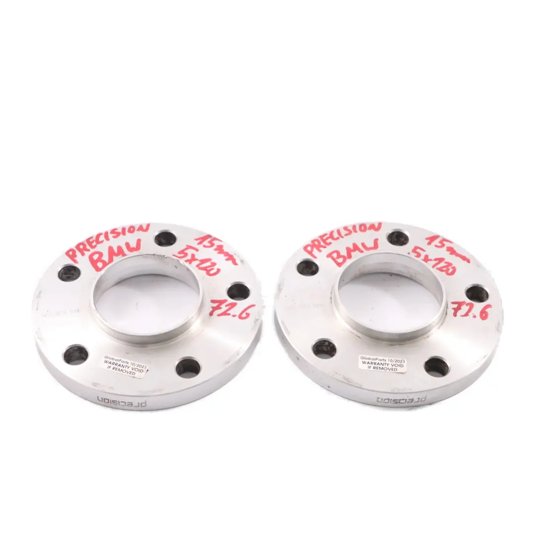  Alloy Wheel Spacers Hubcentric Shims Precision BMW 5x120 72.6mm 15mm - SKU Precision Spacer Set 5x120 - Part number BMW Spacer Set 5x120