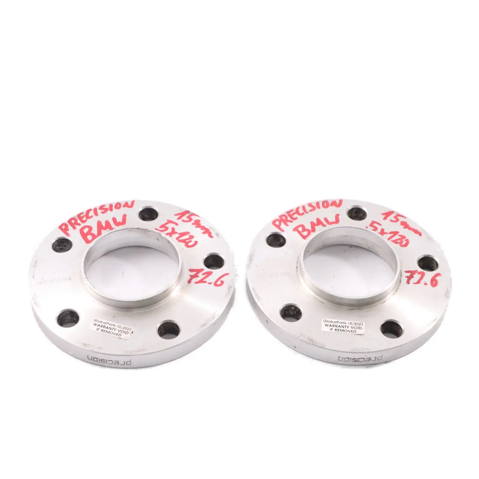 Distanziali ruota lega Spessori mozzo Precision BMW 5x120 72,6mm 15mm