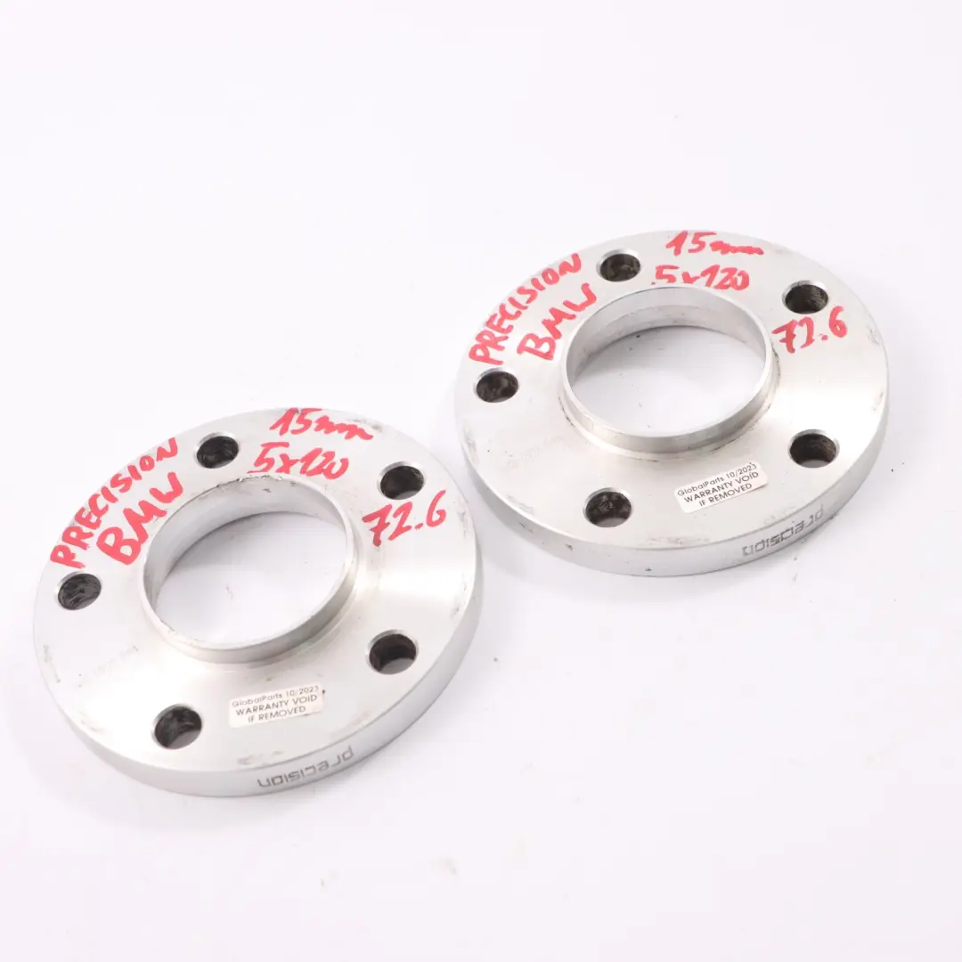  Alloy Wheel Spacers Hubcentric Shims Precision BMW 5x120 72.6mm 15mm - SKU Precision Spacer Set 5x120 - Part number BMW Spacer Set 5x120
