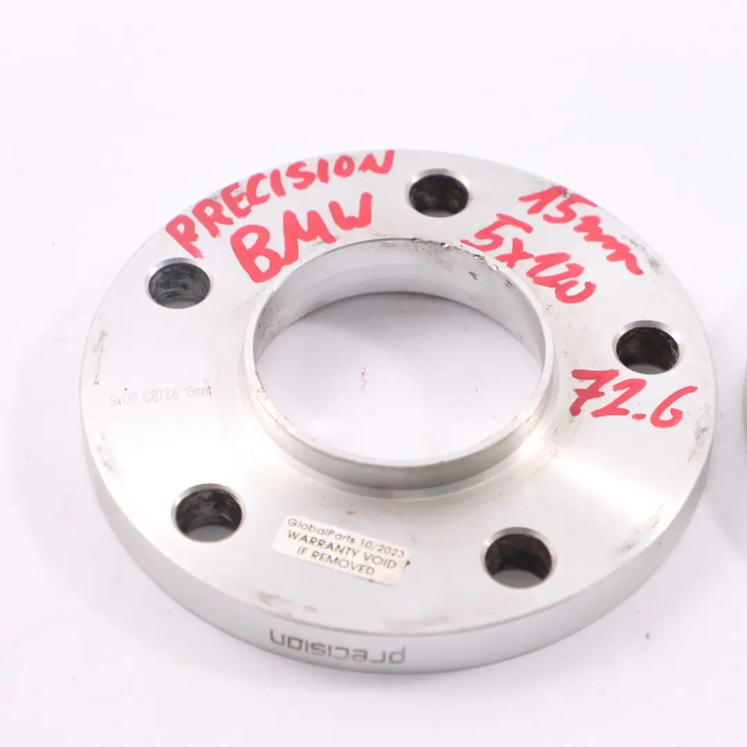  Alloy Wheel Spacers Hubcentric Shims Precision BMW 5x120 72.6mm 15mm - SKU Precision Spacer Set 5x120 - Part number BMW Spacer Set 5x120