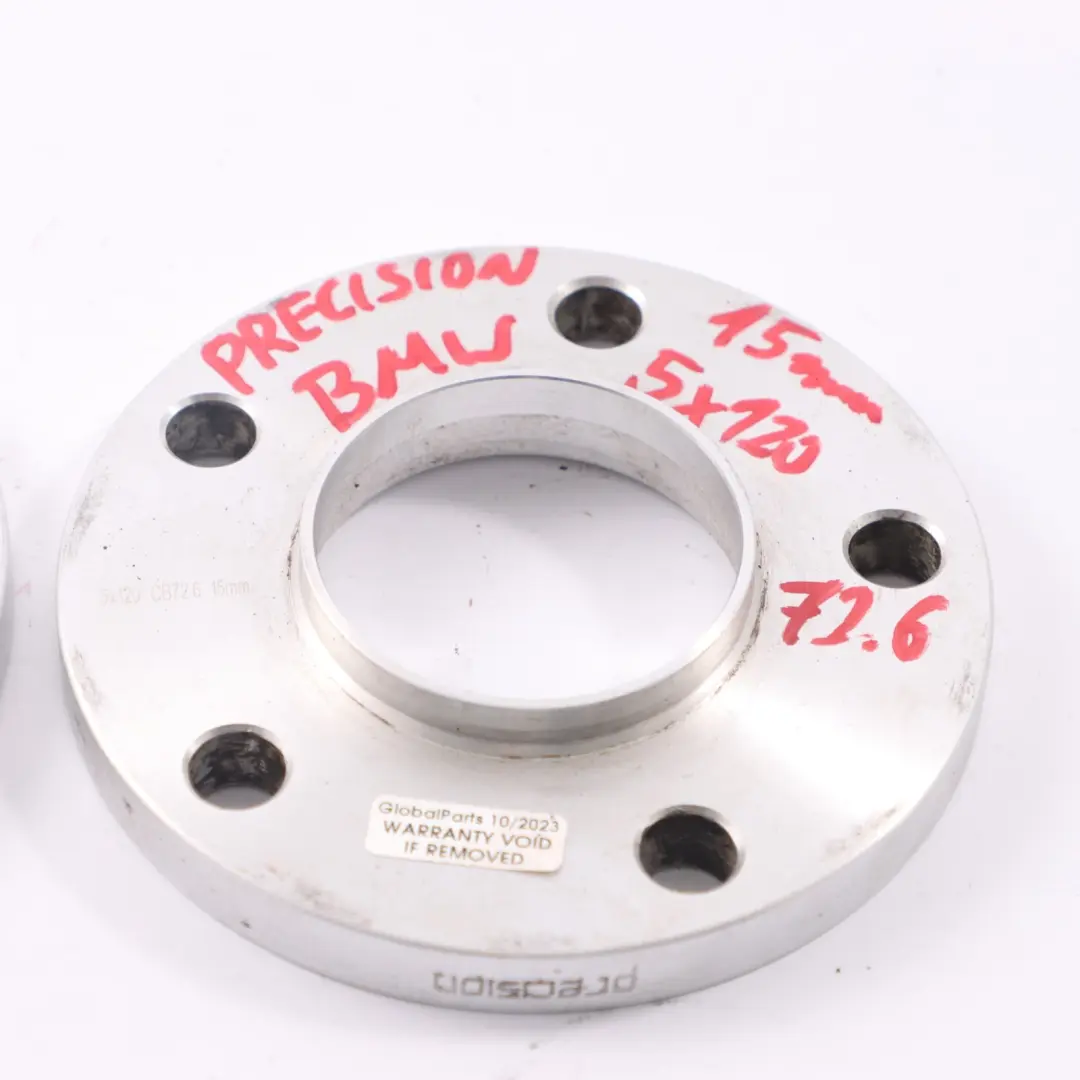  Distanziali ruota lega Spessori mozzo Precision BMW 5x120 72,6mm 15mm - SKU Precision Spacer Set 5x120 - Numero di parte BMW Spacer Set 5x120