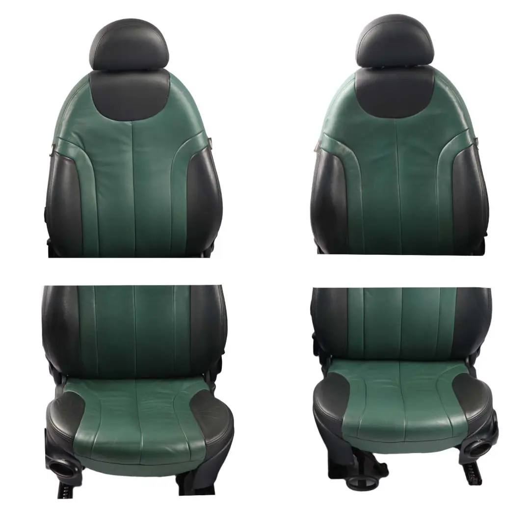 Seats Mini Cooper R53 Heated Green Leather Gravity Emerald Front Rear Seat to with Part number R50 Seats Mini Cooper R53 Heated Green Leather Gravity Emerald Front Rear Seat - SKU R50 Green Leather Seats Set (T2EM) - Part number R50