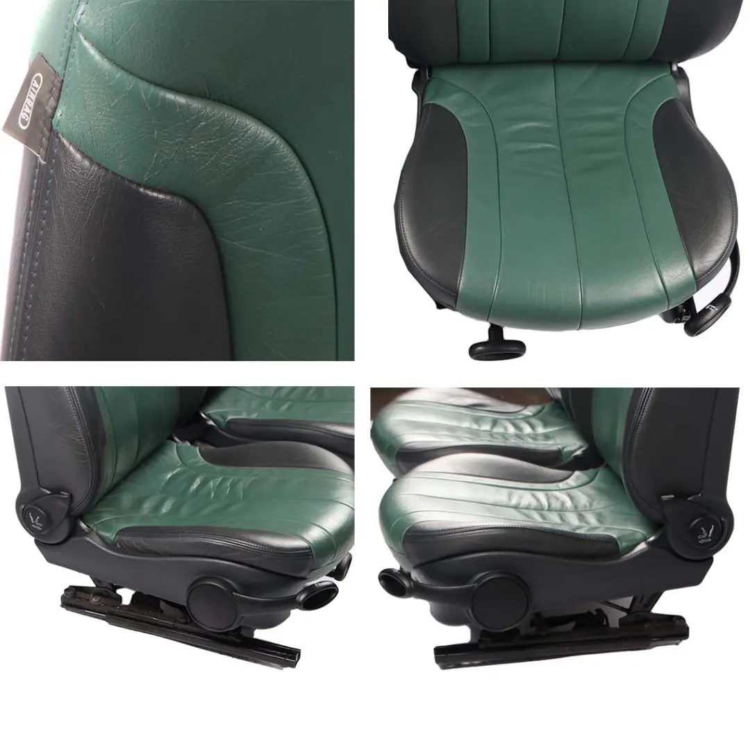 Seats Mini Cooper R53 Heated Green Leather Gravity Emerald Front Rear Seat to with Part number R50 Seats Mini Cooper R53 Heated Green Leather Gravity Emerald Front Rear Seat - SKU R50 Green Leather Seats Set (T2EM) - Part number R50