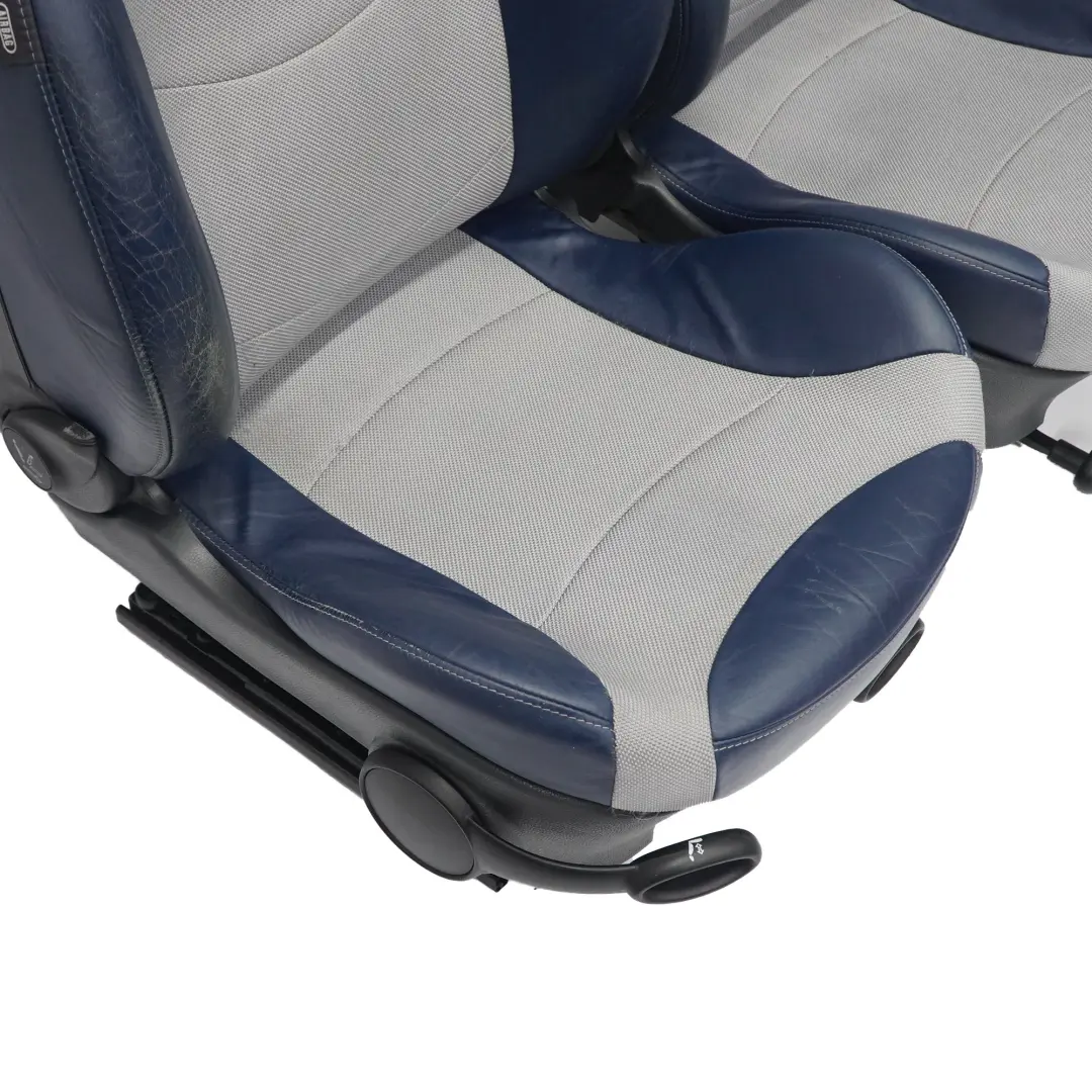 Mini R50 R53 Seats Heated Sport Checkmate Blue Front Rear Seat - SKU R50 Sport Cloth Leather Checkmate P7ANA - Part number R50 Sport Cloth Leather Checkmate P7ANA