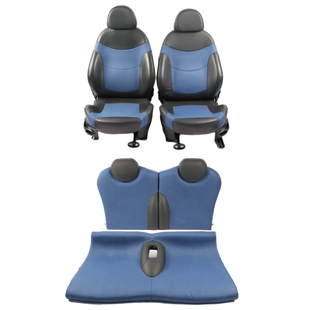 Cloth Leather Lapis Blue Seats Set Interior Front Rear Seat to Mini Cooper R50 with Part number R53 Mini Cooper R50 Cloth Leather Lapis Blue Seats Set Interior Front Rear Seat - SKU R53 Blue Leather Seats Set - Part number R53