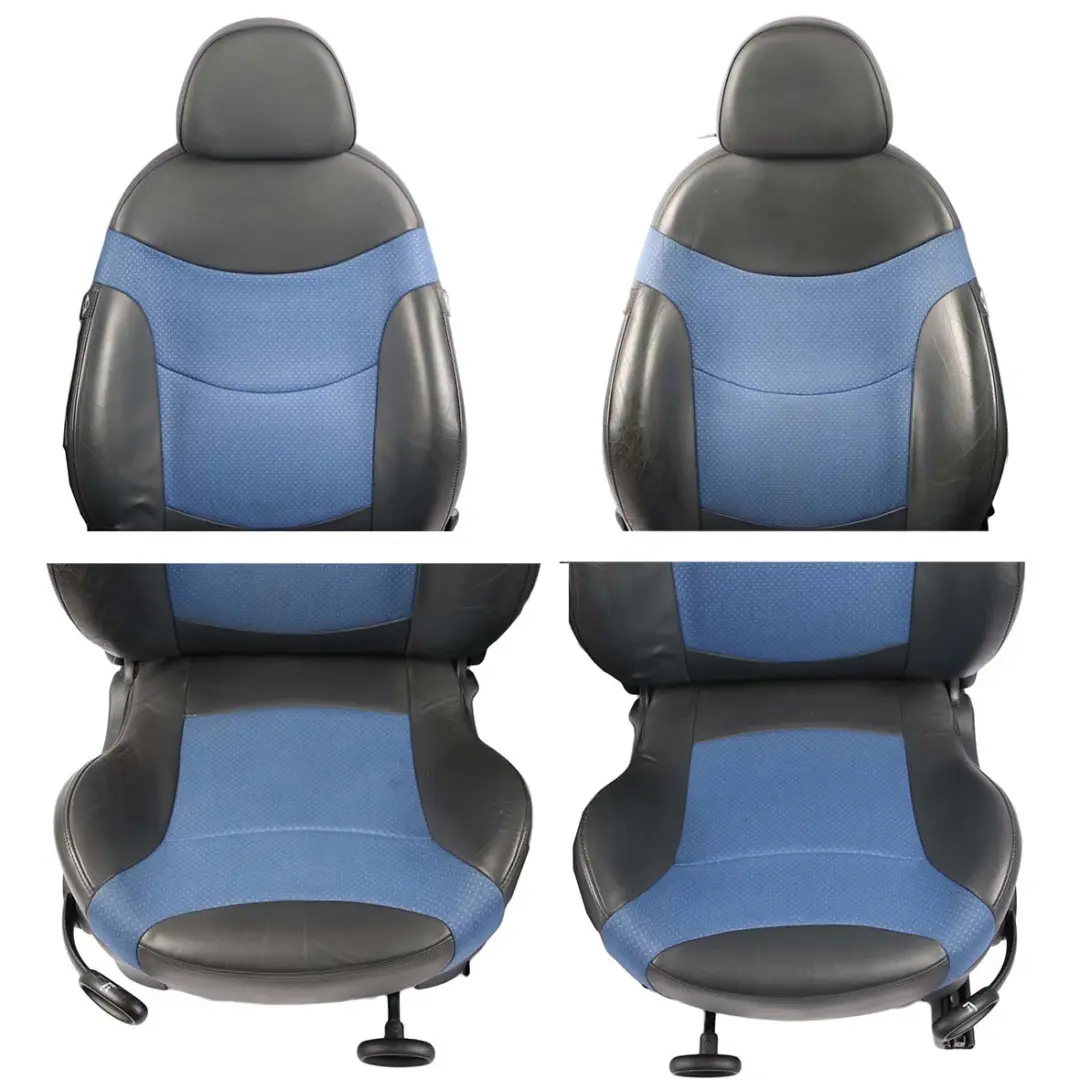 Cloth Leather Lapis Blue Seats Set Interior Front Rear Seat to Mini Cooper R50 with Part number R53 Mini Cooper R50 Cloth Leather Lapis Blue Seats Set Interior Front Rear Seat - SKU R53 Blue Leather Seats Set - Part number R53
