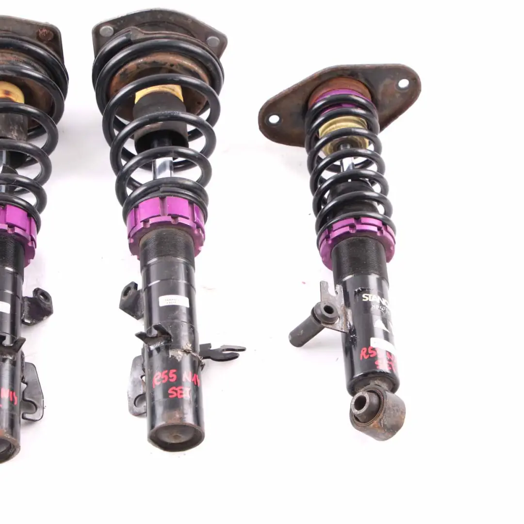 Strut Mini R55 Stance+ Front Rear Suspension N/O/S Shock Absorber Set to Spring with Part number R56 Stance+ Shock Absorber Set Spring Strut Mini R55 Stance+ Front Rear Suspension N/O/S Shock Absorber Set - SKU R55 Stance+ Shock Absorber Set - Part number R56 Stance+ Shock Absorber Set