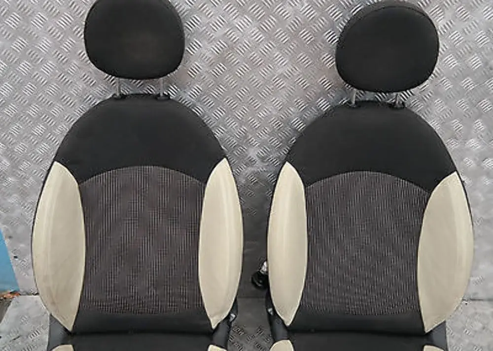 BMW Mini Cooper One Sports Half Leather Cream White Interior Seats Airbag - SKU R56 Sports Half Leather Cream White Seats - Part number R56