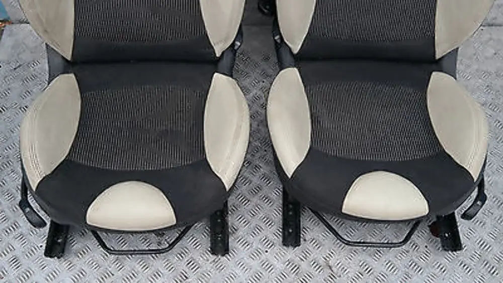 Half Leather Cream White Interior Seats Airbag to BMW Mini Cooper One Sports with Part number R56 BMW Mini Cooper One Sports Half Leather Cream White Interior Seats Airbag - SKU R56 Sports Half Leather Cream White Seats - Part number R56