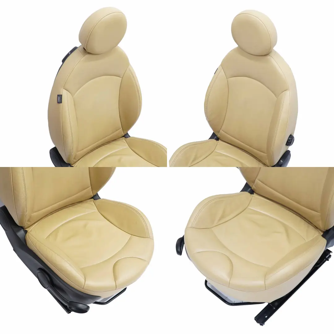  Leather Seats Mini Cooper One R57 Cabrio Convertible Sport Tuscan Beige Seat Set - SKU R57 Cabrio Seats Sport Beige Leather (T6E4) - Part number R57 Cabrio Seats Sport Beige Leather (T6E4)
