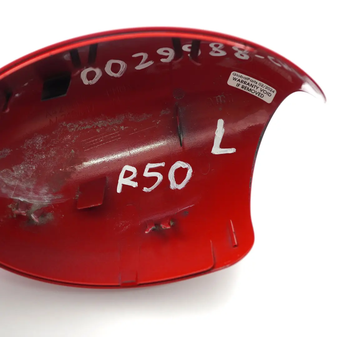 Wing Mirror Cover Mini R50 R53 Cap Housing Door Left N/S Outside Chili Red - 851 to with Part number 0029988 Wing Mirror Cover Mini R50 R53 Cap Housing Door Left N/S Outside Chili Red - 851 - SKU rhd-0029988-CHRED - Part number 0029988