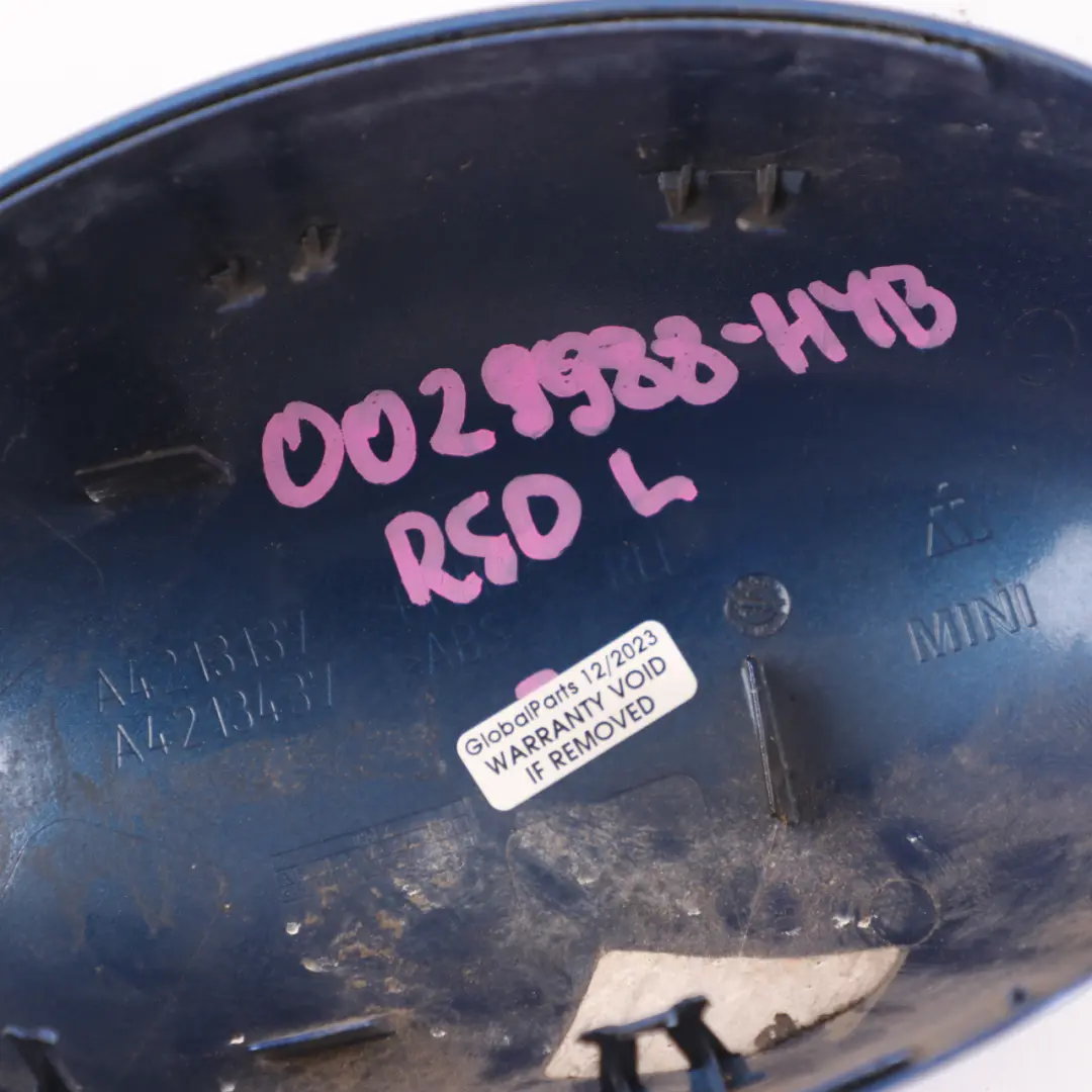 Wing Mirror Cover Mini R50 R53 Cap Housing Left N/S Hyper Blue Metallic A28 to with Part number 0029988 Wing Mirror Cover Mini R50 R53 Cap Housing Left N/S Hyper Blue Metallic A28 - SKU rhd-0029988-HYB - Part number 0029988