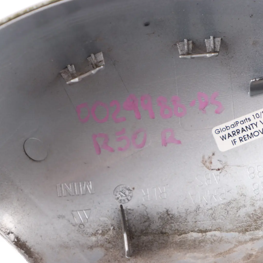 Cap Casing Right O/S Mirror Wing Pure Silver 900 to Mini Cooper R50 R53 Cover with Part number 0029989 Mini Cooper R50 R53 Cover Cap Casing Right O/S Mirror Wing Pure Silver 900 - SKU rhd-0029989-PS - Part number 0029989