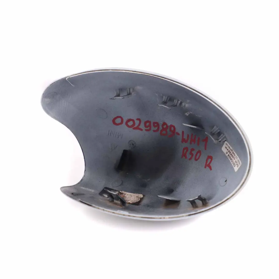 Wing Mirror Cover Mini Cooper R50 R52 R53 Cap Casing Right O/S White to with Part number 0029989 Wing Mirror Cover Mini Cooper R50 R52 R53 Cap Casing Right O/S White - SKU rhd-0029989-WHI1 - Part number 0029989