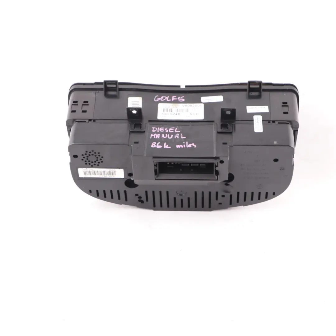 Instrument Cluster Speedo Clocks Manual to Volkswagen Golf 5 Diesel with Part number 1K0920974B Volkswagen Golf 5 Diesel Instrument Cluster Speedo Clocks Manual - SKU rhd-1K0920974B - Part number 1K0920974B