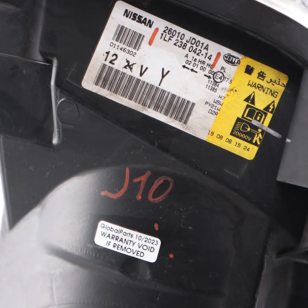 Quashqai J10 Xenon Headlight Lamp Light Front Right O/S to Nissan with Part number 1LF238042-14 Nissan Quashqai J10 Xenon Headlight Lamp Light Front Right O/S - SKU rhd-1LF238042-14 - Part number 1LF238042-14