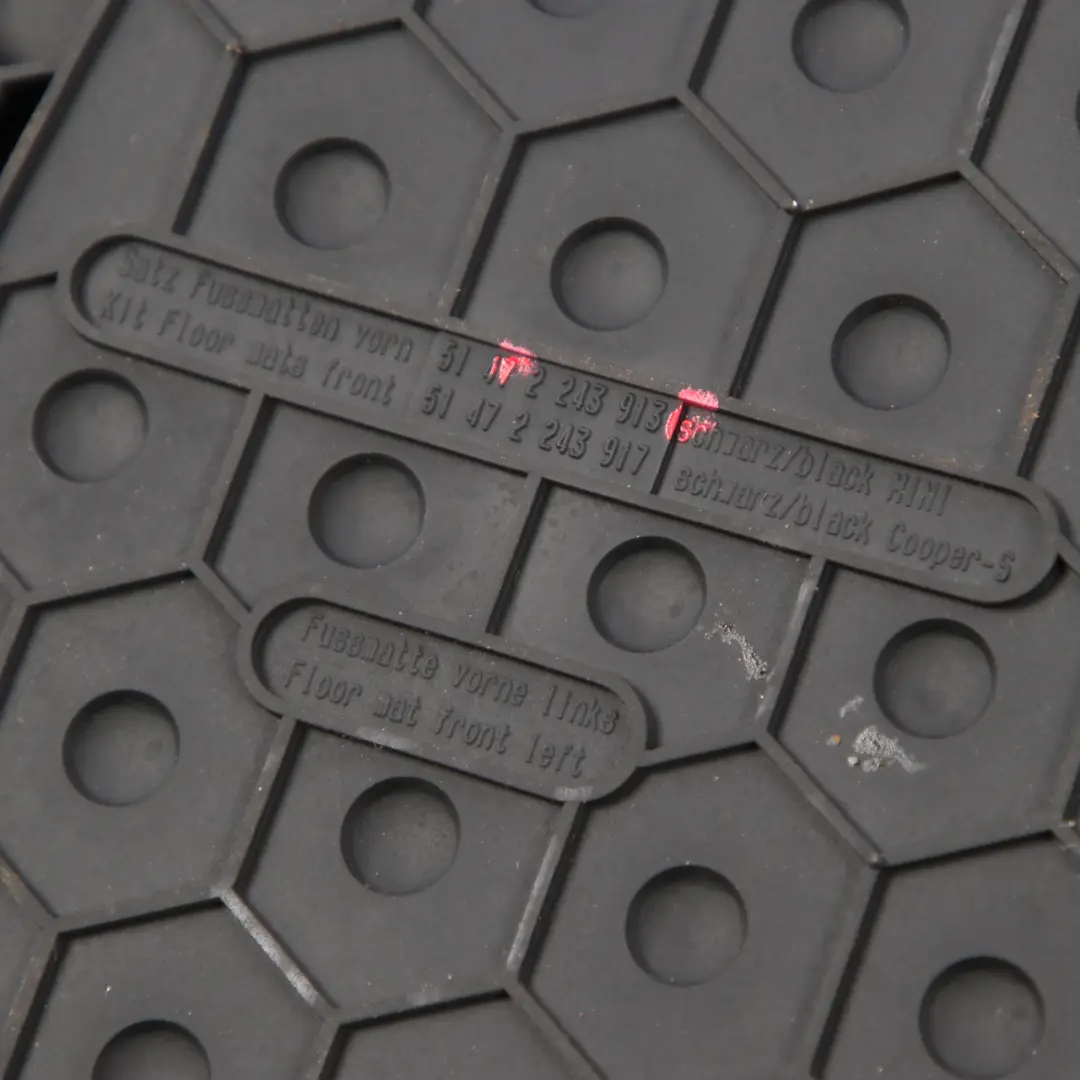 Floor Rubber Mats Mini R56 R57 R58 All Weather Interior Front Set Black to with Part number 2243913 Floor Rubber Mats Mini R56 R57 R58 All Weather Interior Front Set Black - SKU rhd-2243913 - Part number 2243913