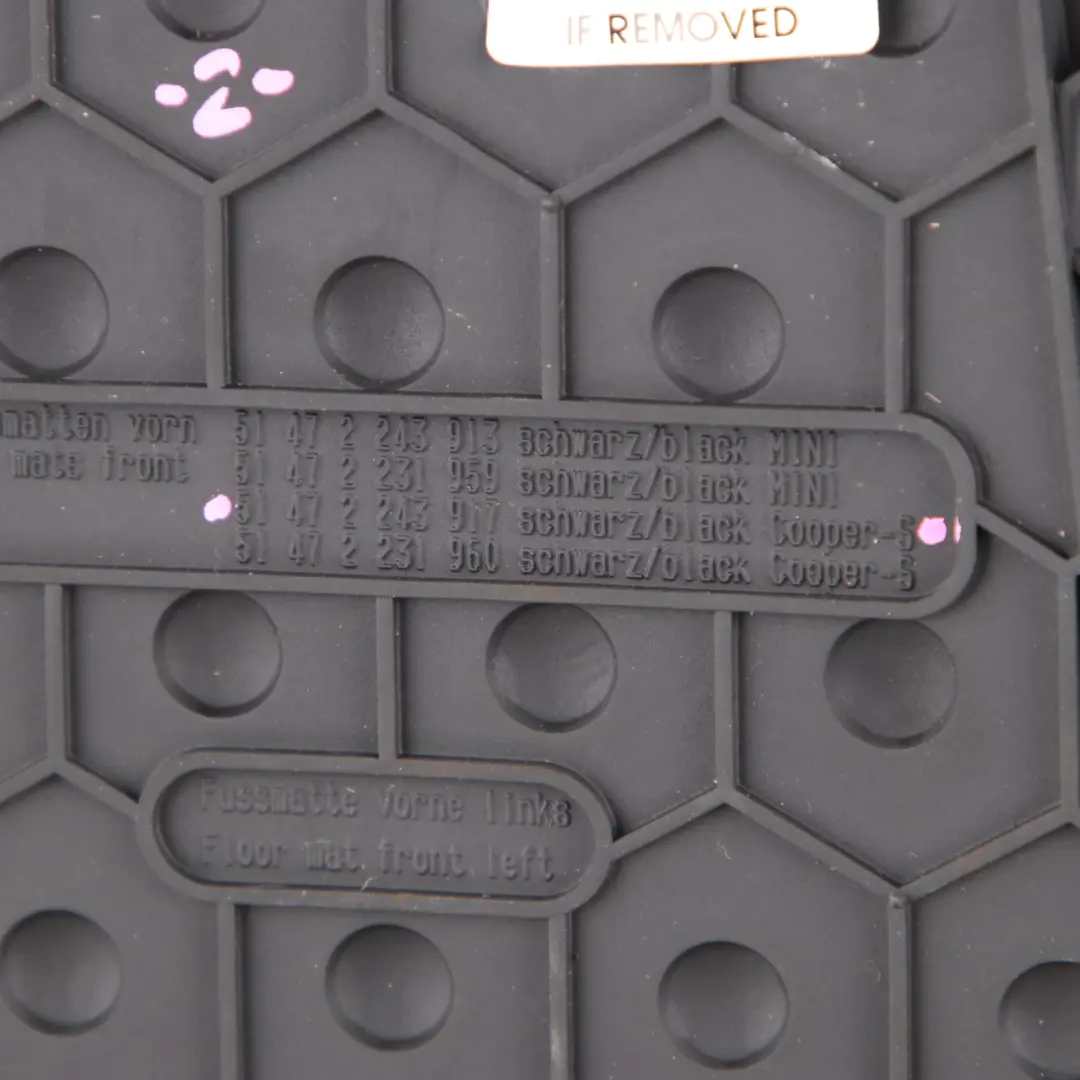  Floor Rubber Mats Mini R56 R57 R58 All Weather Interior Front Set Black - SKU rhd-2243917 - Part number 2243917