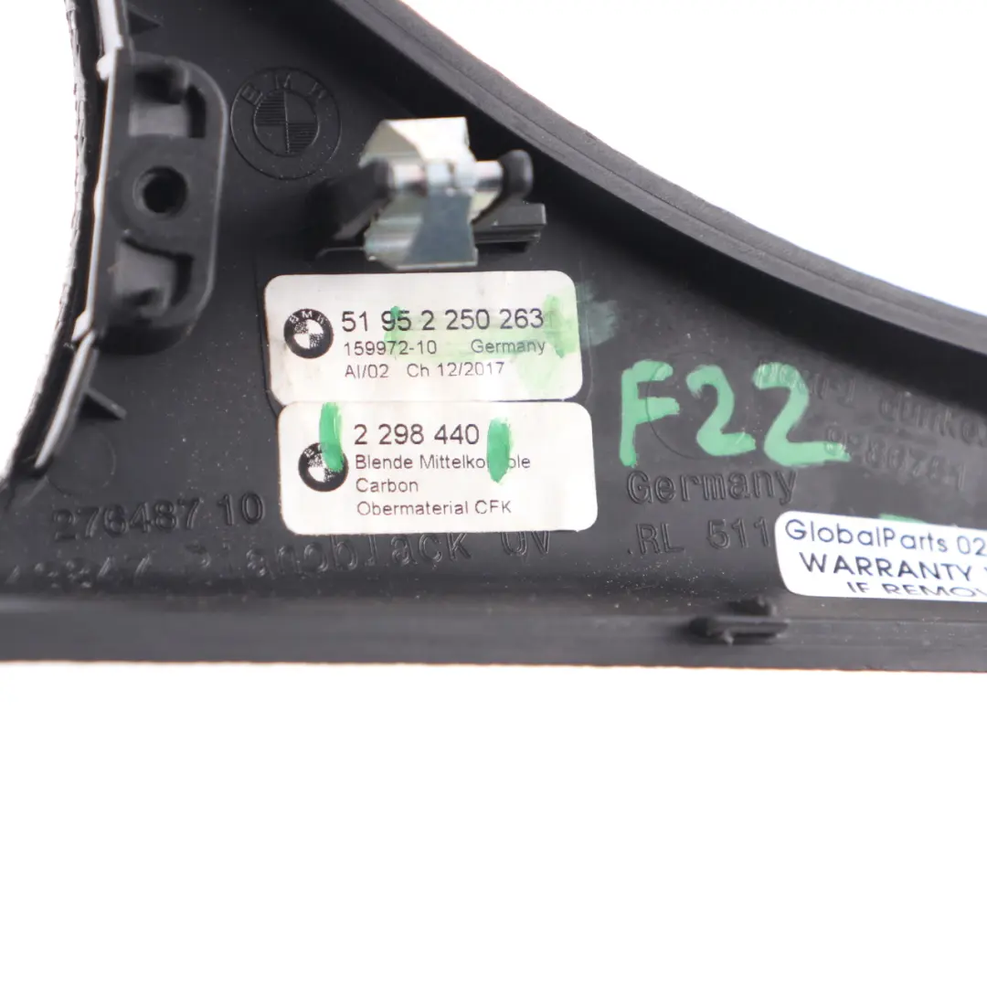 Centre Console Cover Panel Interior Trim Carbon Fibre to BMW F20 with Part number 2298440 BMW F20 Centre Console Cover Panel Interior Trim Carbon Fibre - SKU rhd-2298440 - Part number 2298440