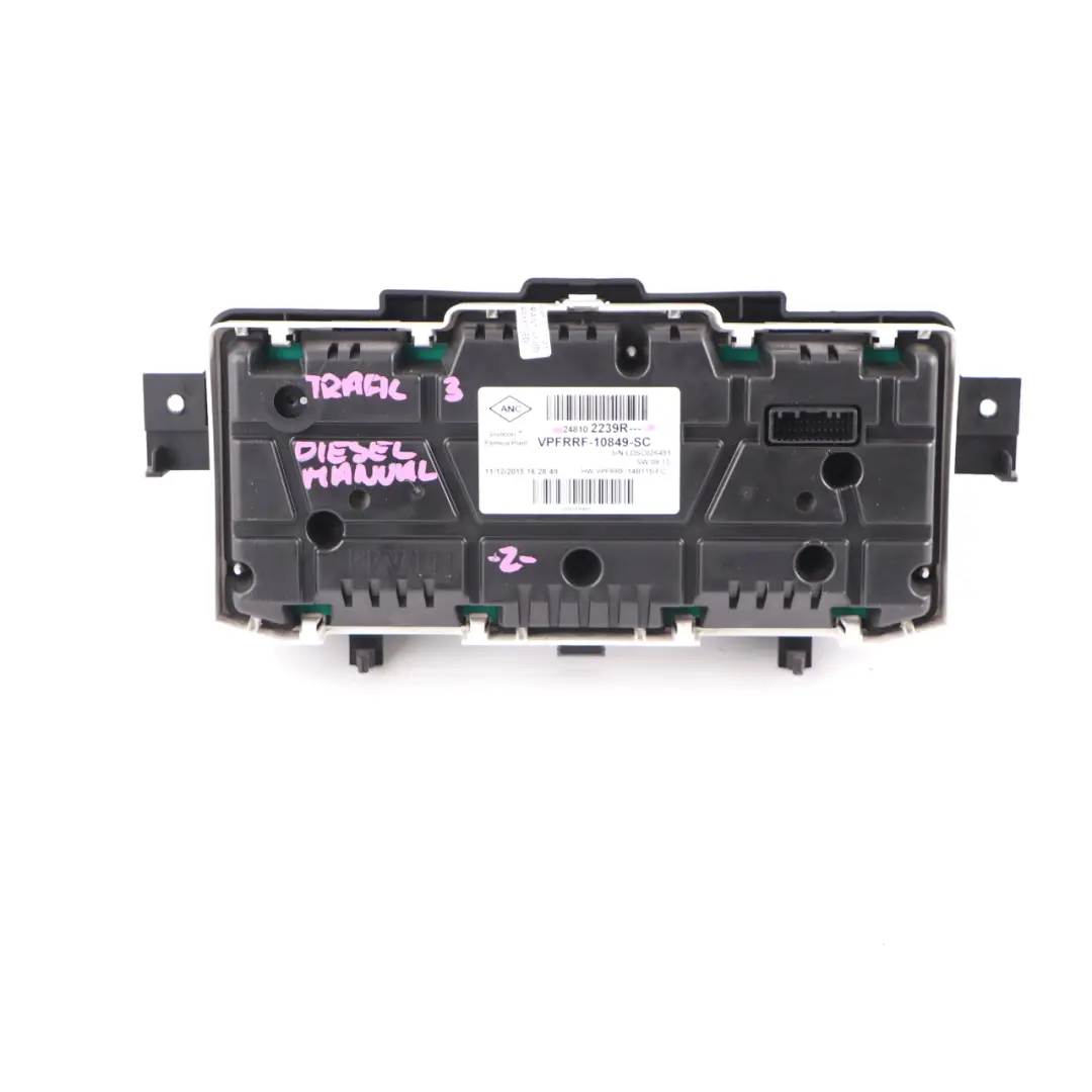 Renault Trafic 3 Diesel Instrument Cluster Speedo Clocks Meter Manual - SKU rhd-248102239R - Part number 248102239R