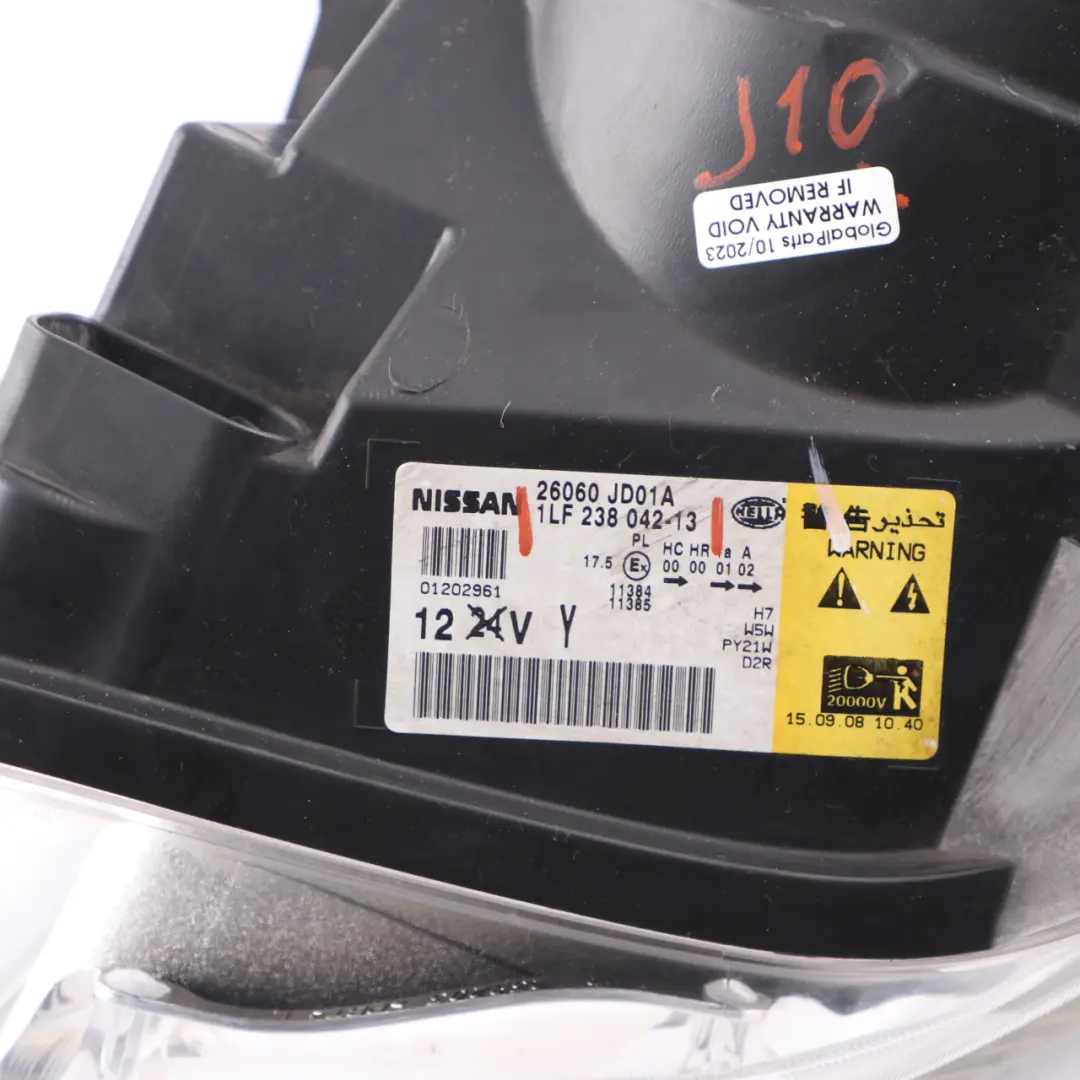 Headlight Headlamp Front Left N/S Lamp to Nissan Qashqai J10 with Part number 26060JD01A Nissan Qashqai J10 Headlight Headlamp Front Left N/S Lamp - SKU rhd-26060JD01A - Part number 26060JD01A