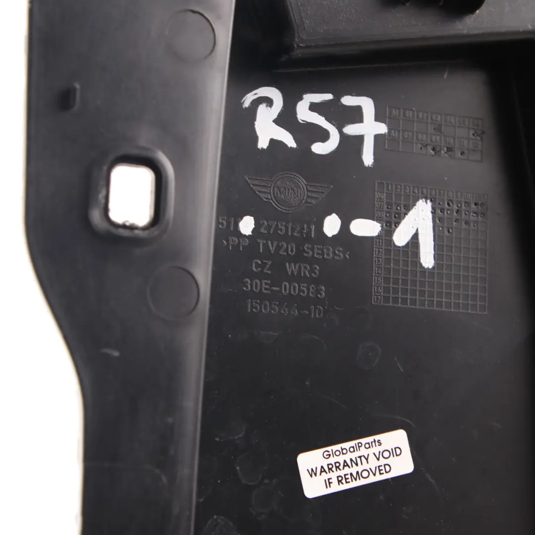 Scuttle Panel Mini Cooper R55 R56 R57 Apron Cover Trim Right O/S to with Part number 2751211 Scuttle Panel Mini Cooper R55 R56 R57 Apron Cover Trim Right O/S - SKU rhd-2751211-1 - Part number 2751211