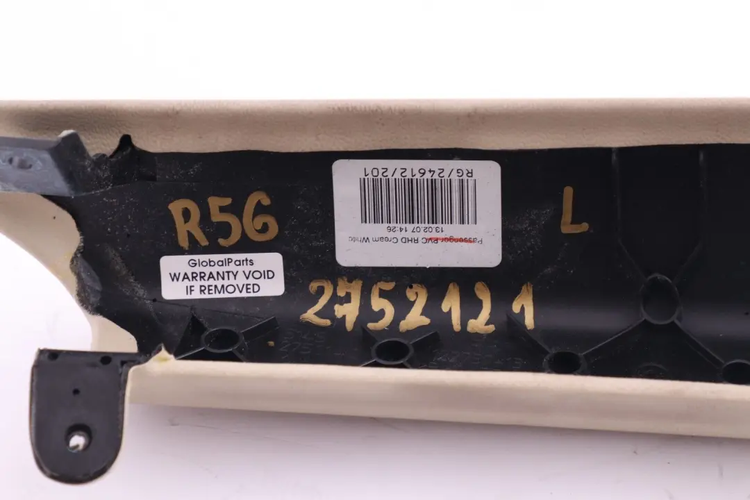 Knee Protection Cover Trim Passenger's Side N/S Cream White to BMW Mini Cooper R56 with Part number 2752121 BMW Mini Cooper R56 Knee Protection Cover Trim Passenger's Side N/S Cream White - SKU rhd-2752121 - Part number 2752121